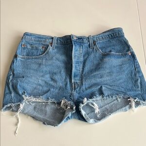 Levi's 501 Women's Light Blue Frayed Hem Jean Shorts